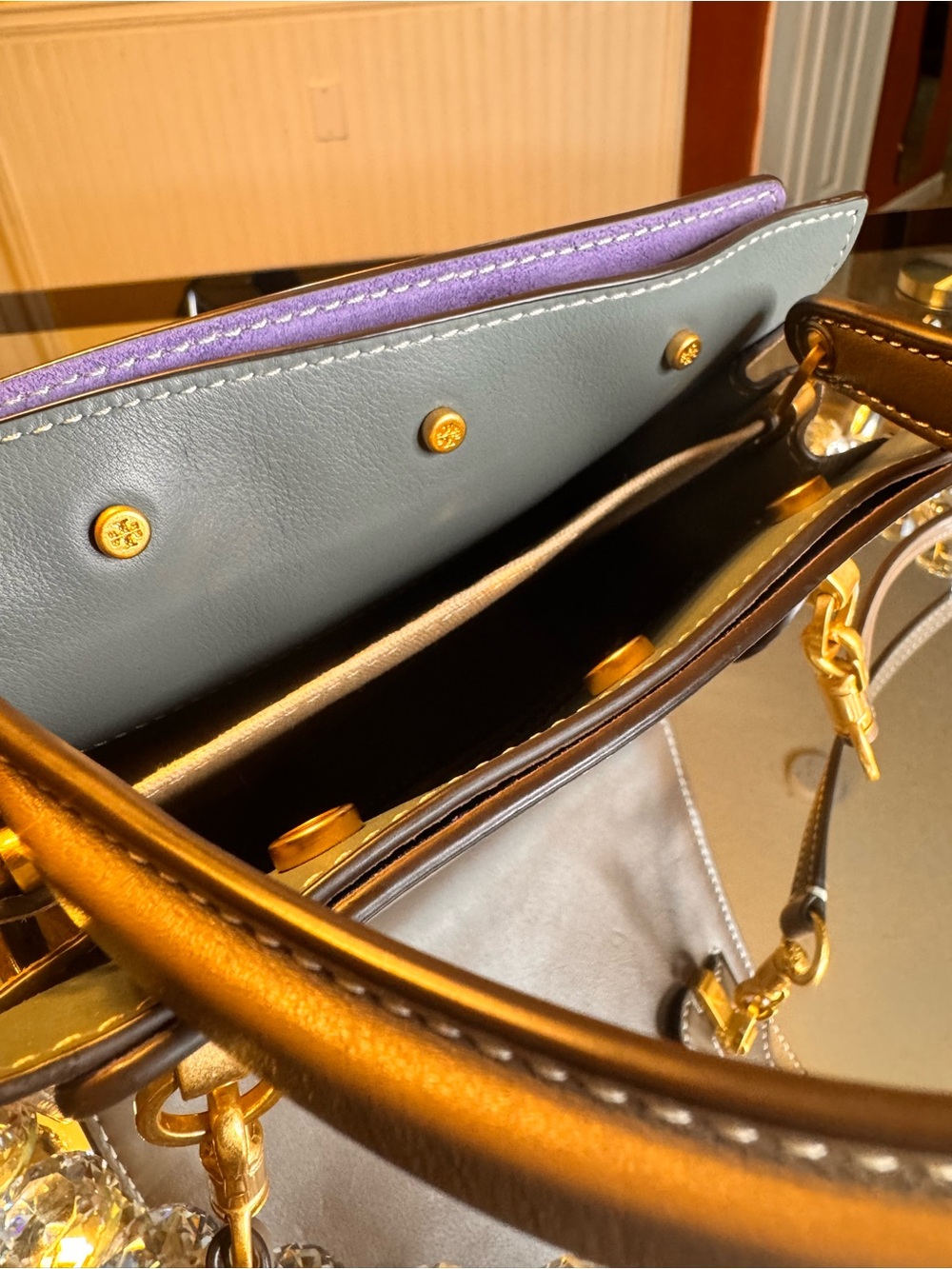 Tory Burch Mini Lee Radziwill Double Shoulder Bag In Clam Shell. - Picture 12 of 17